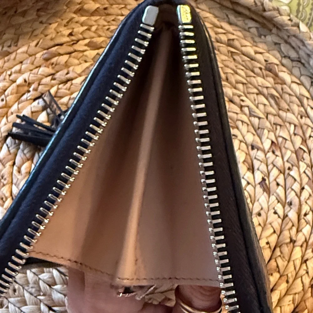 PRADA Tessuto Nappa Waves Ardesia Mordoré Continental Zip With Tassel Pull - Picture 10 of 12